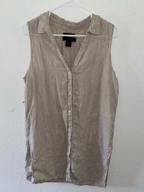 Tahari 100% Hemp Sleeveless Tunic Top